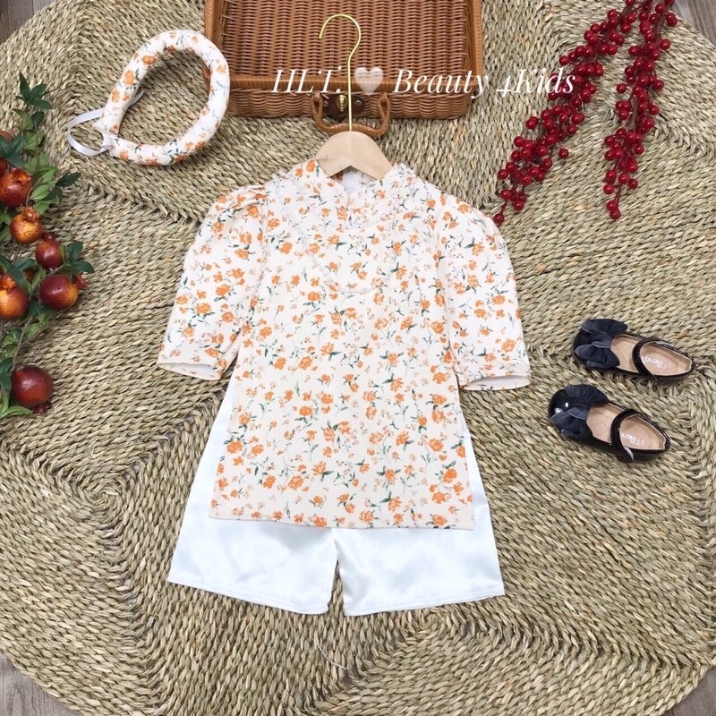ÁO DÀI THIẾT KẾ CHO BÉ GÁI  set 4 chi tiết