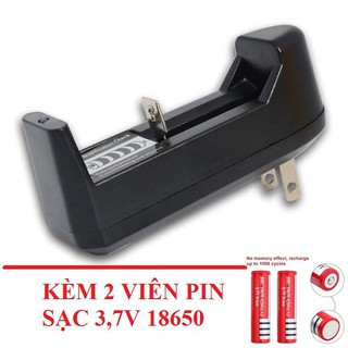 Combo Bộ Sạc Pin Đa Năng 3,7V Cho Pin 18650 Kèm 2 viên Pin sạc 18650