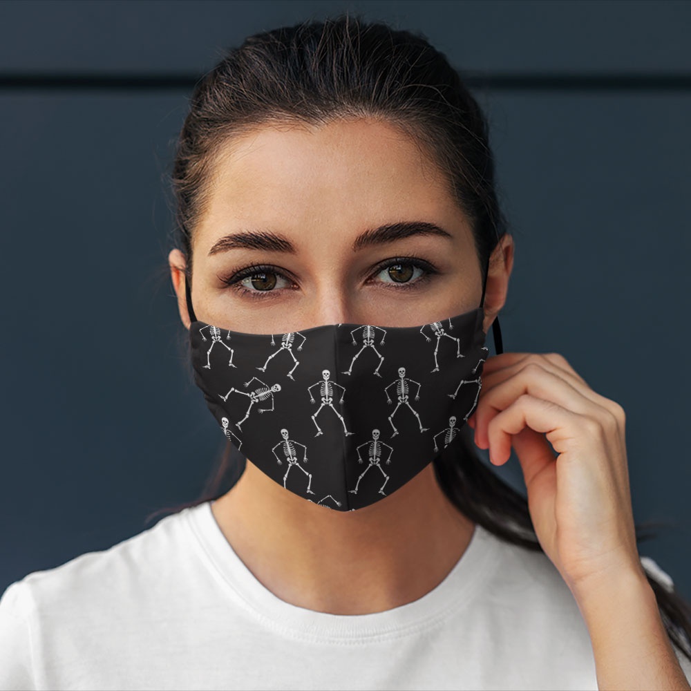 khẩu trang vải poly 2 da Halloween_1279 CARTWELL vải cotton 100%, kháng khuẩn, có thể giặt và tái sử dụng cho nam nữ