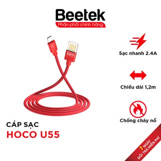 Cáp sạc Hoco U55 Sạc nhanh 2.4A Max / Dây dài 1.2M / Đầu Linghtning