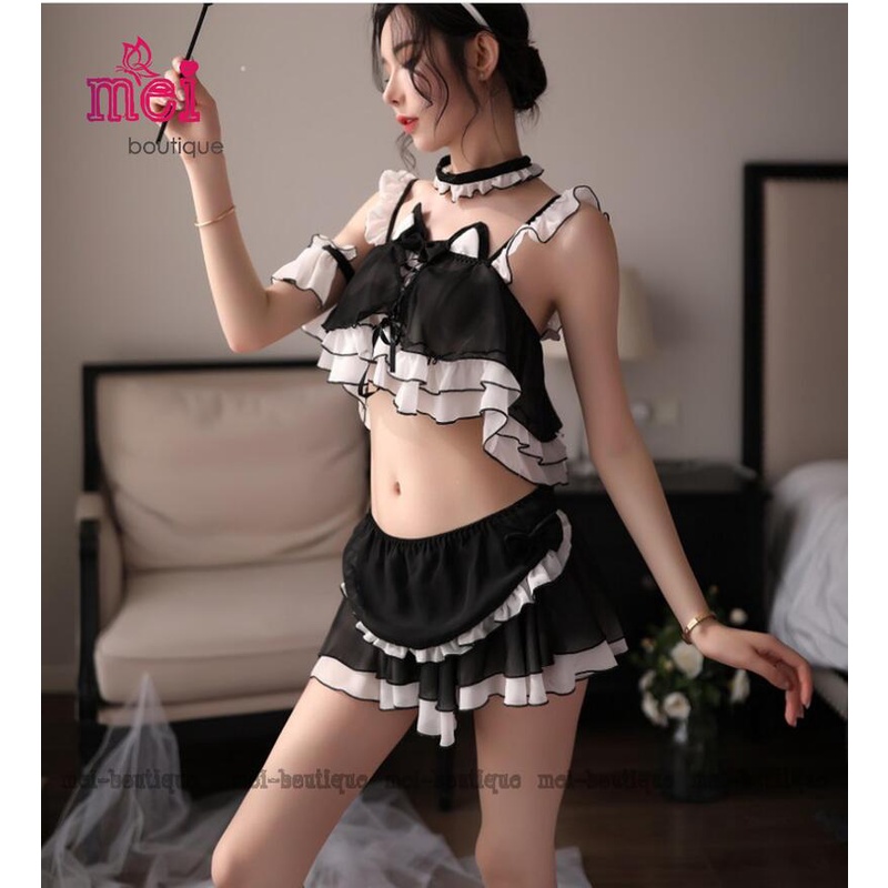 Bộ đồ ngủ mèo dễ thương Cosplay sexy Bunny Girl Cat - Tặng kèm tai mèo cute | BigBuy360 - bigbuy360.vn