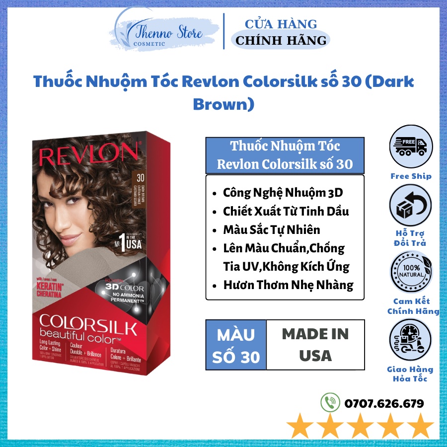 Thuốc Nhuộm Tóc Revlon Colorsilk số 30 (Dark Brown)