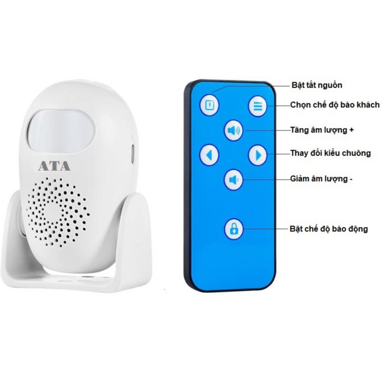 Chuông báo khách báo trộm tắt mở bằng điều khiển từ xa ATA AT-219 -Hàng chính hãng BH 12 tháng - Tặng 3 viên Pin AAA