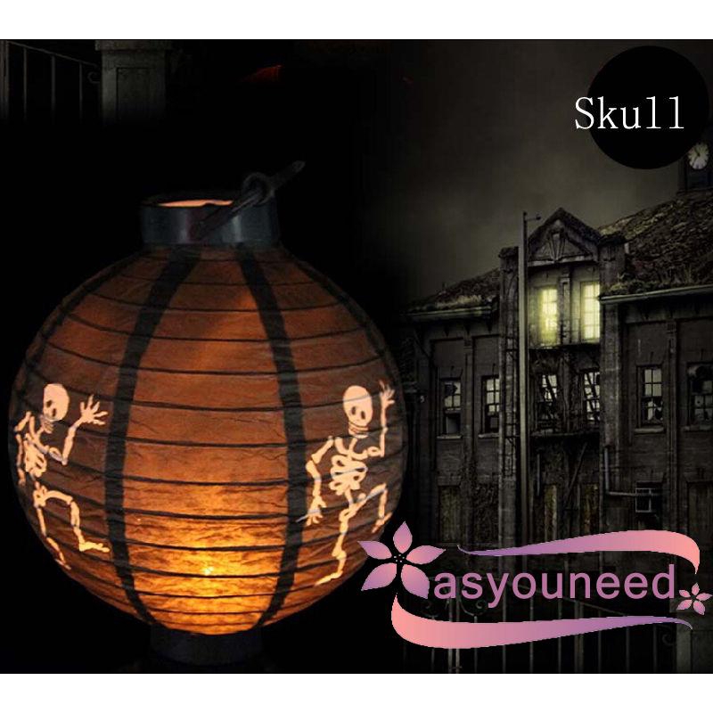 Aydღ-Halloween Pumpkin Spider Skull Castle Light Lamp Party Hanging LED