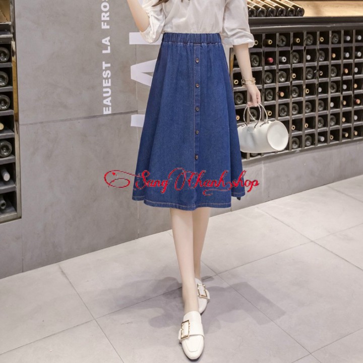 Chân Váy Jean Chữ A Đính Nút Kiểu Xinh Yêu | BigBuy360 - bigbuy360.vn