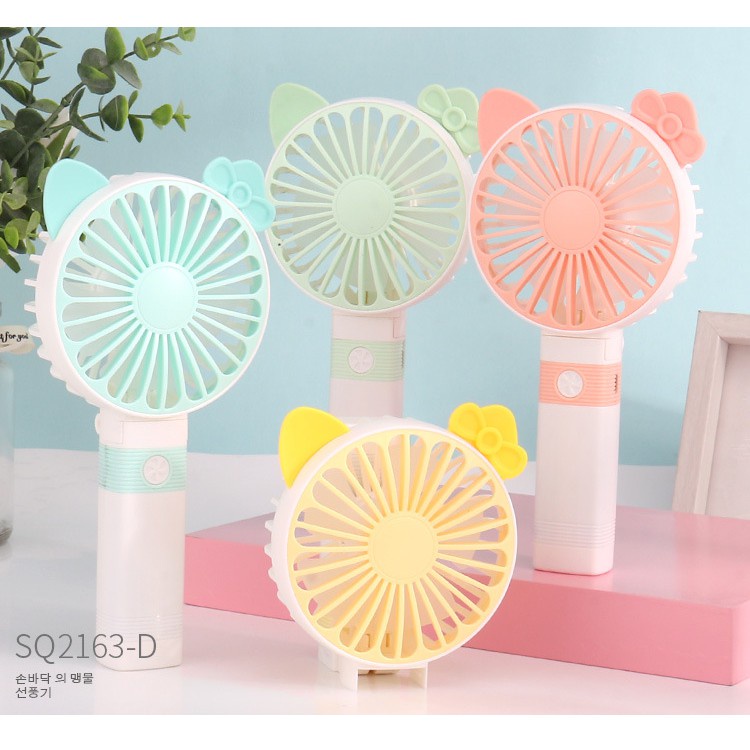 Quạt mini cầm tay 5 Cánh Hình thú dễ thương pin sạc - Có thể gập gọn