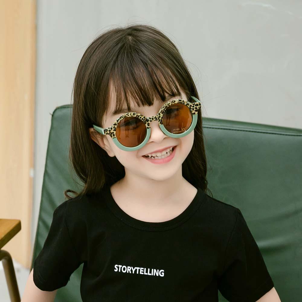 Kính Mát Gọng Tròn Họa Tiết Da Báo Thời Trang Mùa Hè Cho Bé