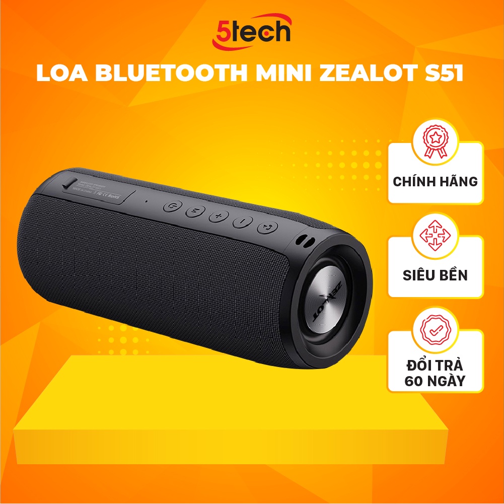 Loa bluetooth mini Zealot S51 di động chính hãng, loa cầm tay âm thanh sống động, bass siêu trầm nghe nhạc cực đỉnh