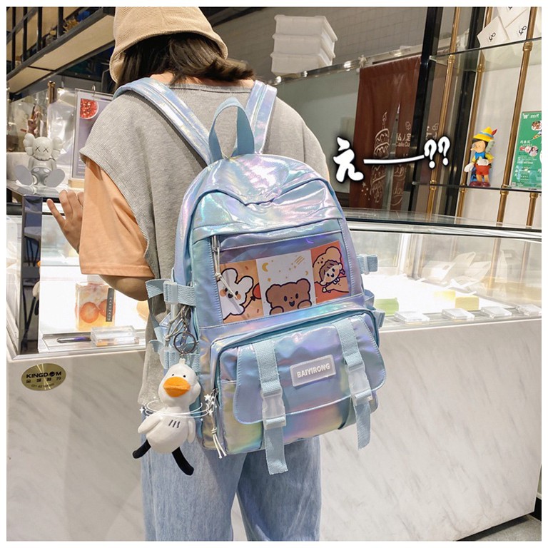 Balo đi học BAIYIRONG bóng, hologram  chống thấm nước