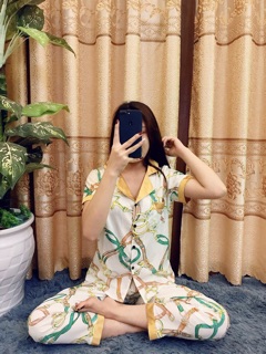 [Xả hàng] Bộ lụa giấy hoạ tiết thổ cẩm áo cộc - quần dài