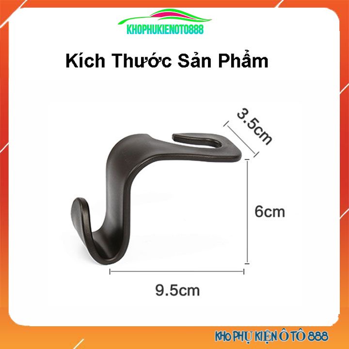 Bộ 2 móc treo đồ sau ghế ô tô màu đen chịu tải 10kg 1 móc