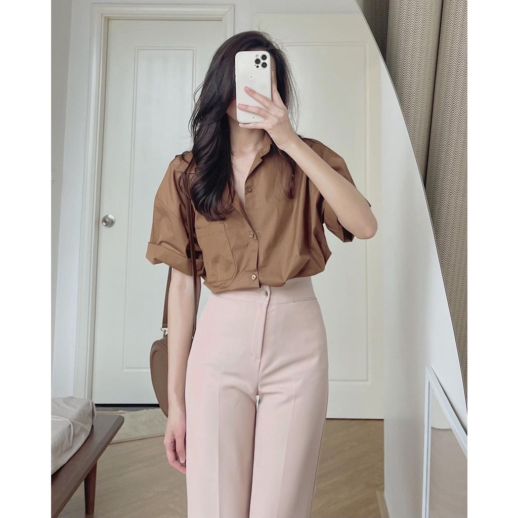 ÁO SƠ MI TÚI HỘP NHIỀU MÀU XANH LÁ CỘC TAY SIÊU HOT CHẤT ĐẸP ,chất thô cộc tay 3 màu basic