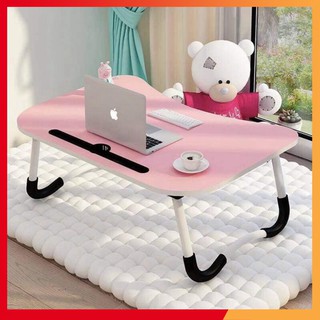 Bàn gấp gọn thông minh 2 chân có khe cắm ipad, điện thoại siêu tiện lợi