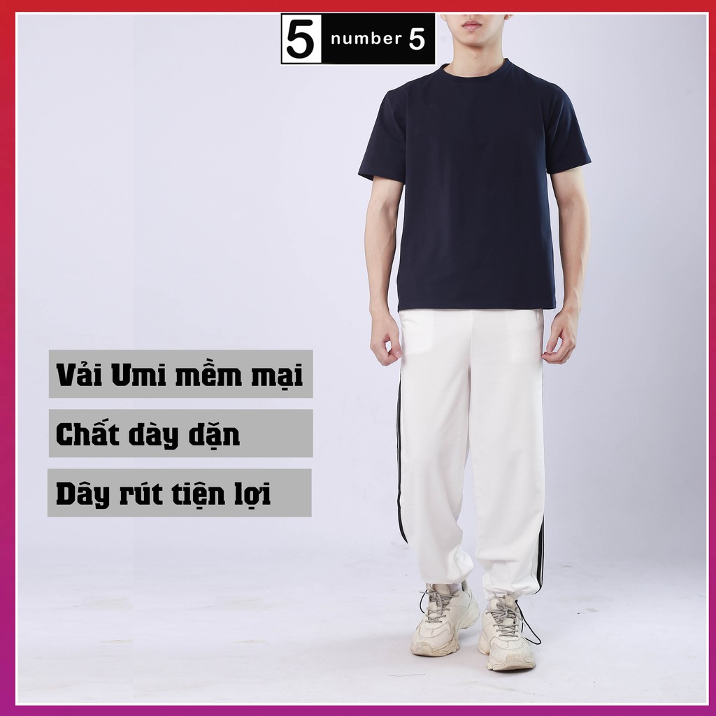 Quần Jogger Nỉ Dày Dặn 3 Sọc NUMBER5 Form Ống Rộng Để Suông Hoặc Rút Dây Bo Gấu Vải Mịn Mềm [JDR]