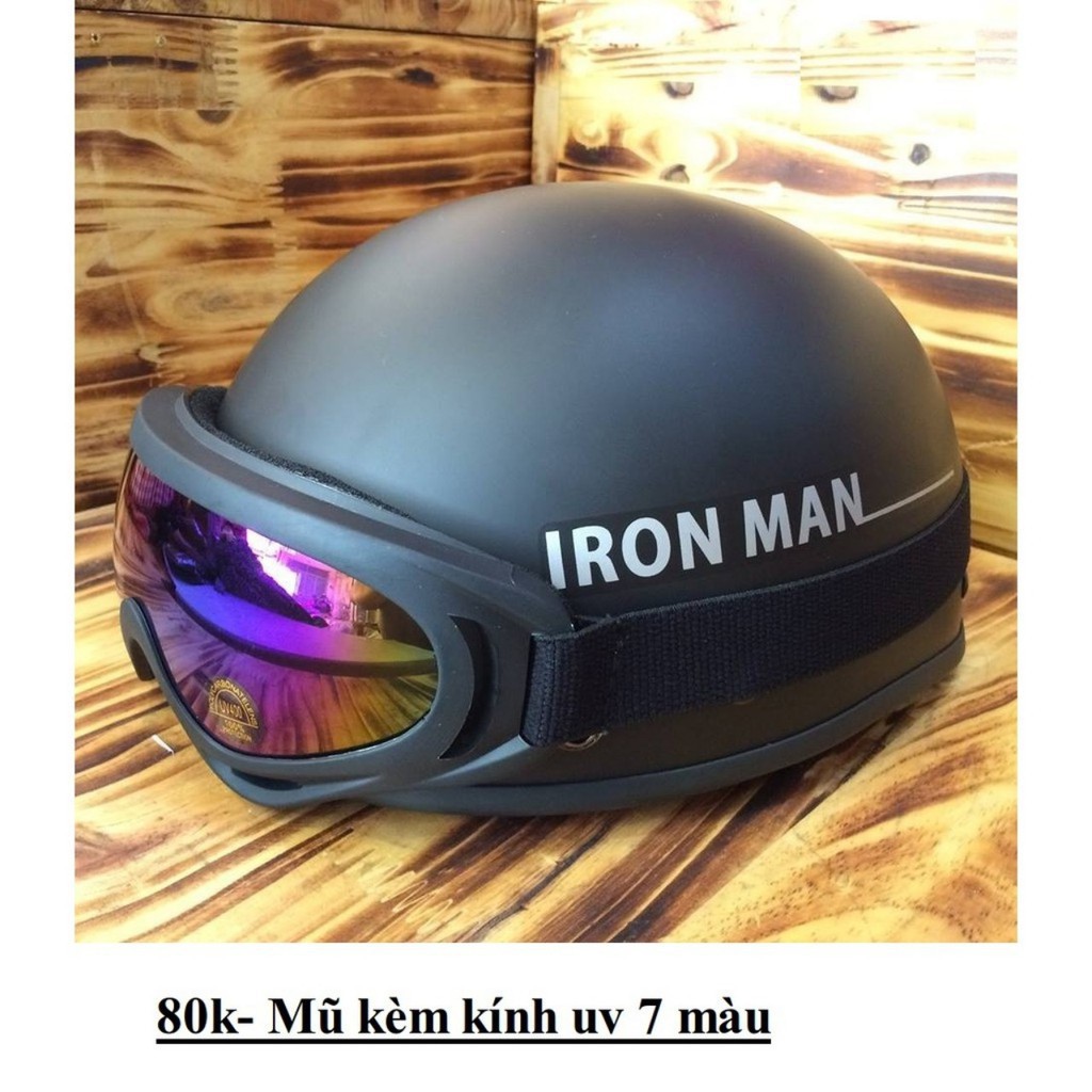 HMM (Kèm Kính) Mũ Bảo Hiểm Teem Iron Man ( Người Sắt), Nón Bảo Hiểm Nửa Đầu Đi Phượt 10 6 [HA19]