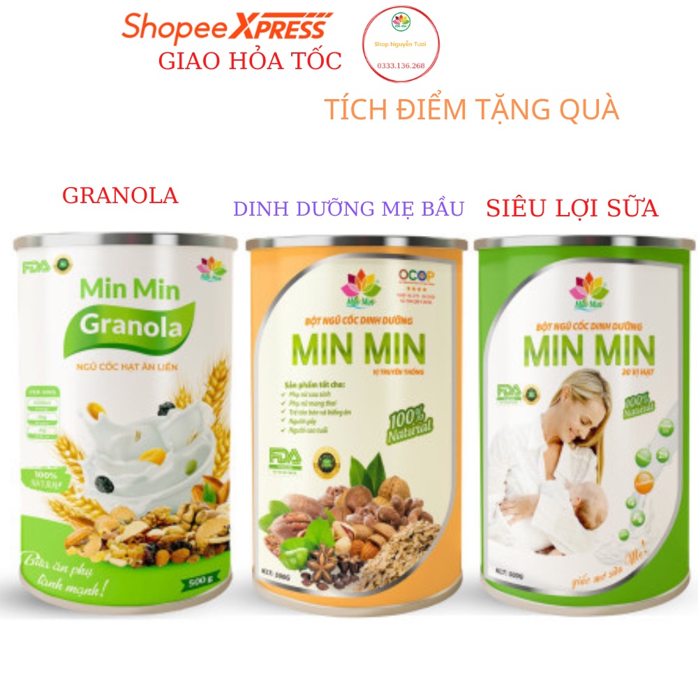 1kg_NGŨ CỐC LỢI SỮA CAO CẤP MIN MIN (2hộp)