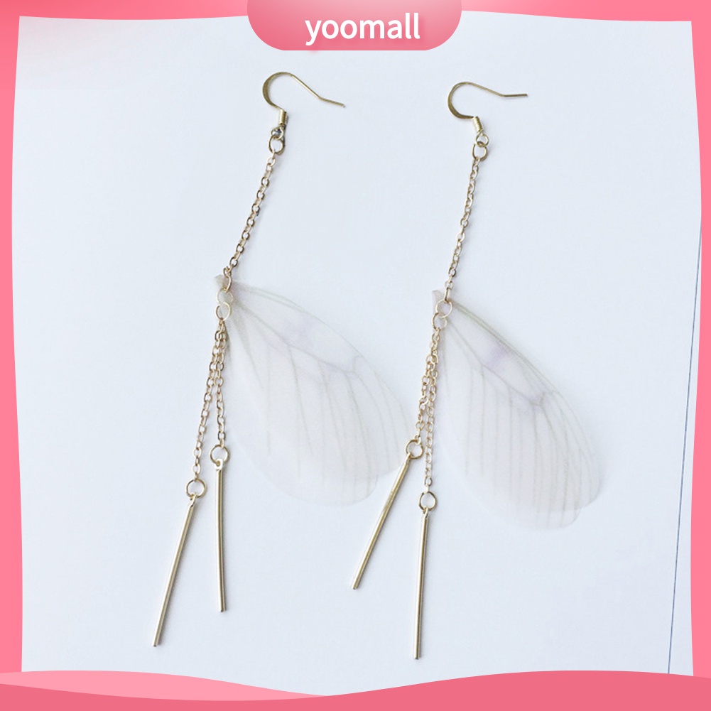 Yomall♡ Đôi Bông Tai Dáng Rơi Họa Tiết Cánh Bướm Đính Đá Thời Trang Cho Nữ