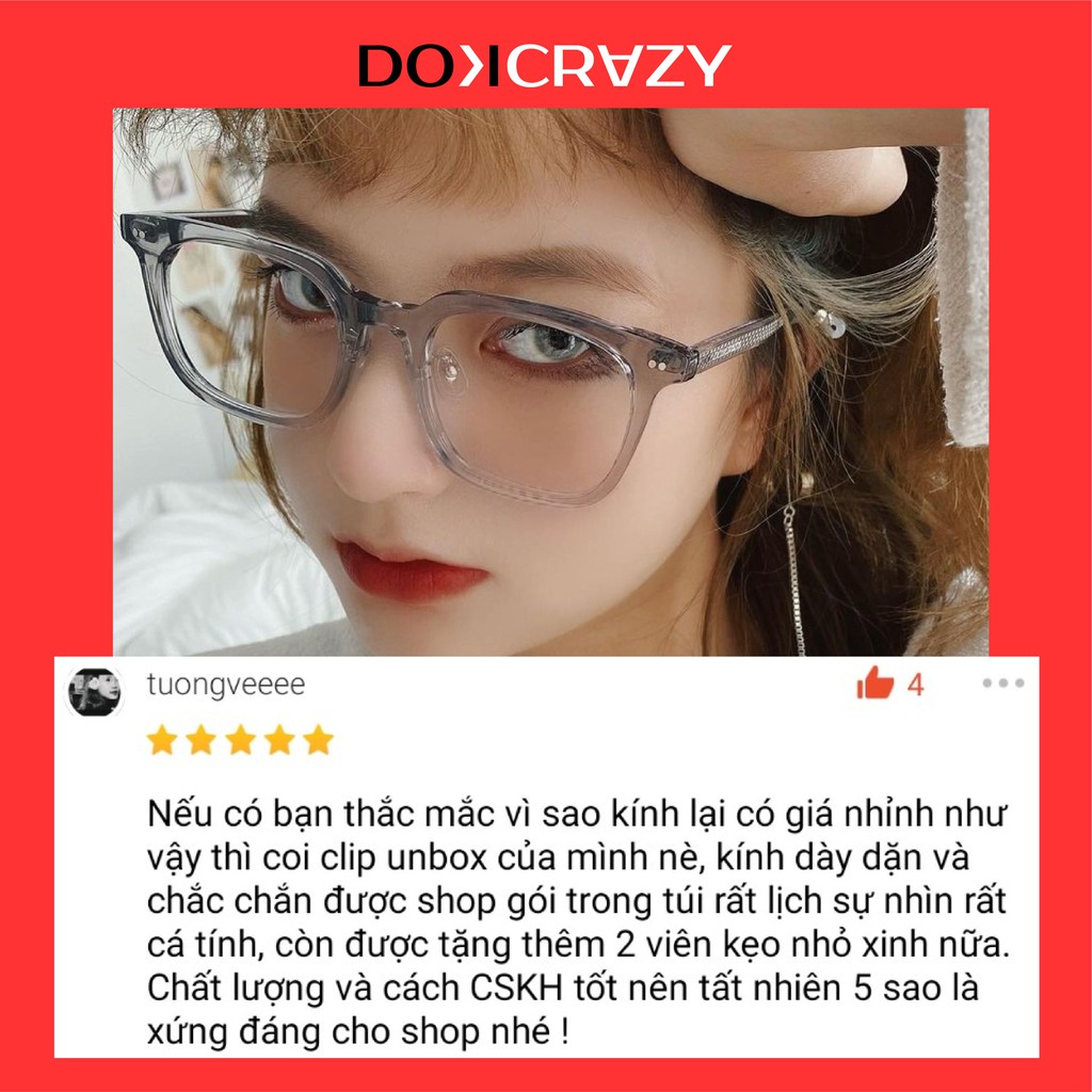 Kính cận vuông nam nữ DOKCRAZY mắt giả cận không độ dáng retro hot trend NICOS