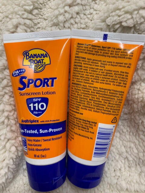 NHẬP KHẨU MỸ] KEM CHỐNG NẮNG THỂ THAO BANANA BOAT SPORT SPF110 90ML