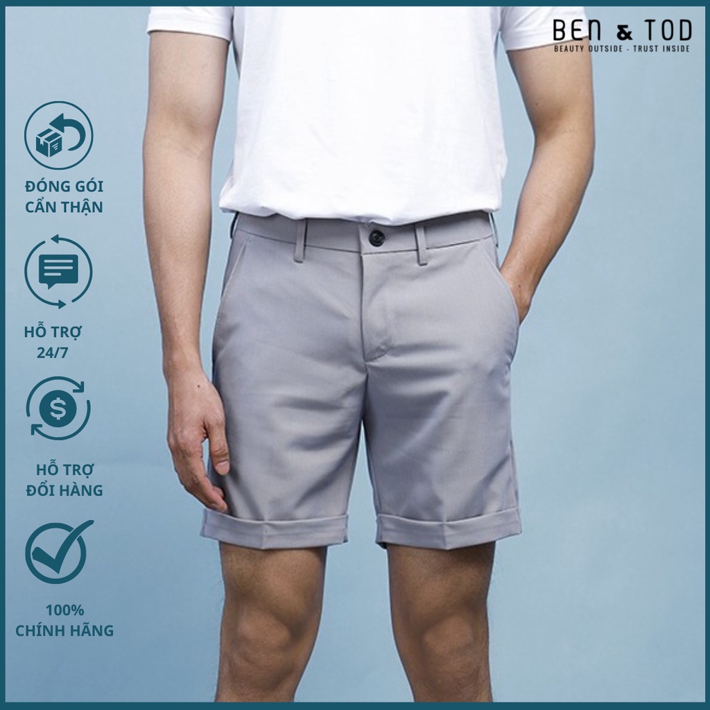 Quần đùi, quần short tây nam BEN & TOD cotton 100%, co giãn 4 chiều, thoáng mát 20092, OUTLET 159