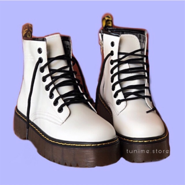 (CÓ SẴN TRẮNG - Video, Ảnh thật) Giày Basic Boot Ulzzang DR Cao Cấp đế 5p sườn khoá zip