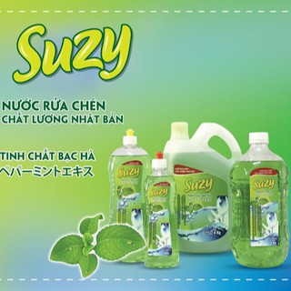 Nước rửa chén Suzy hương bạc hà can 2,1kg có vòi nhấn - Công nghệ Nhật Bản