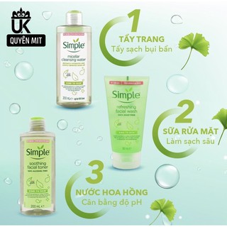 COMBO LÀM SẠCH SIMPLE TẨY TRANG + SỮA RỬA MẶT + NƯỚC HOA HỒNG