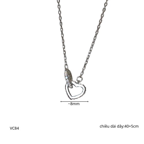 Dây chuyền bạc vòng cổ nữ trái tim đính đá xinh xắn double heart | HARMONY ACCESSORIES VC84
