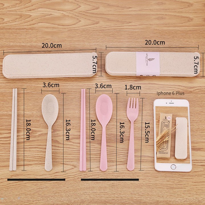 Combo bộ đũa thìa dĩa lúa mạch tiện lợi an toàn khi sử dụng vrg1601 HOANGXUAN88