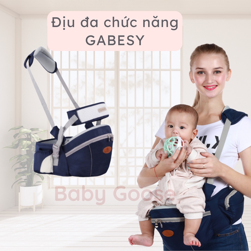 Địu ngồi trẻ em 4 tư thế Gabesy cao cấp có đai an toàn, Địu ngồi trợ lực, chống gù cho bé 0-36 tháng tuổi.