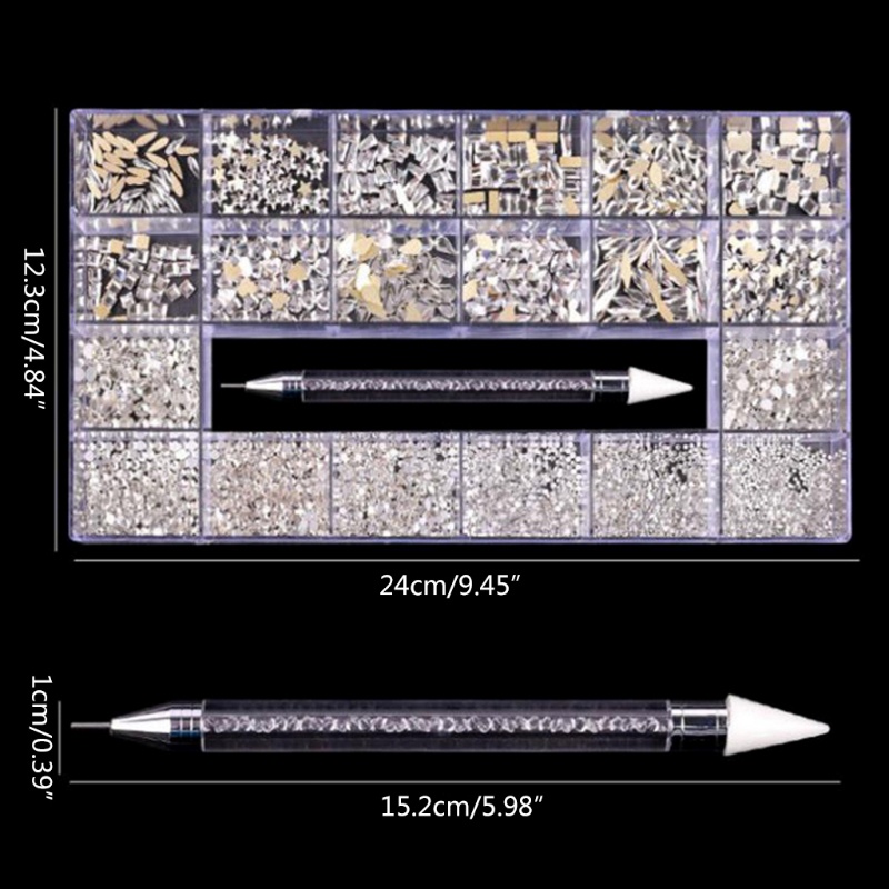 Phụ Kiện Đá Trang Trí Móng Tay Nghệ Thuật Mặt Phẳng Đính Đá Kèm Bút Gắp