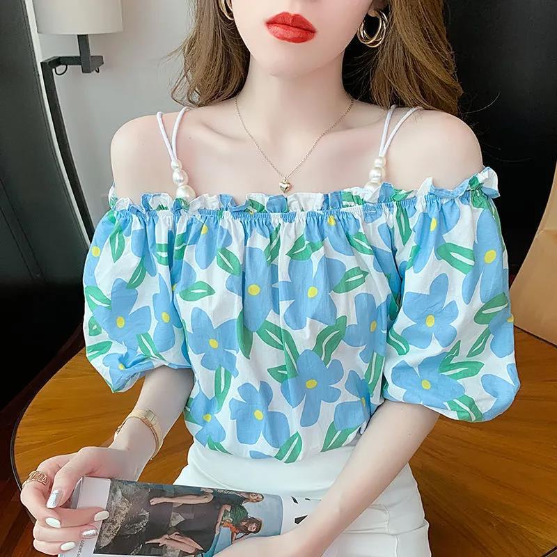⭐Đốm⭐Áo Kiểu Trễ Vai Tay Ngắn Chất Liệu Mỏng Cao Cấp Thời Trang