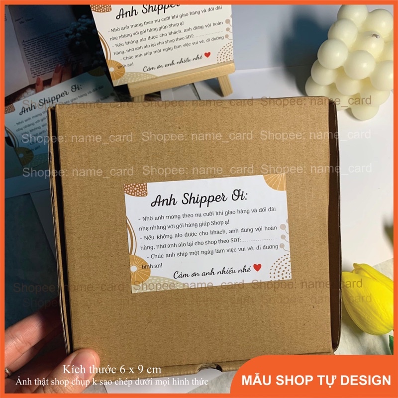 Tem dán cảm ơn anh shipper dùng để dán ngoài gói hàng kích thước 6x9 cm