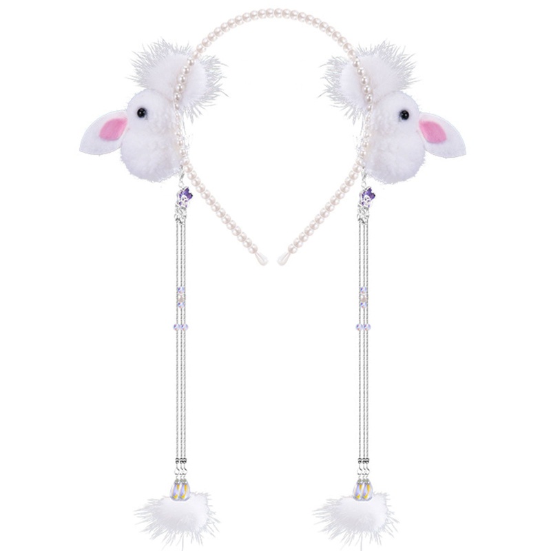 Kẹp Tóc Thỏ Bông Đính Ngọc Trai Nhân Tạo Phong Cách Halloween