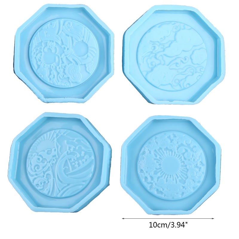 Sa Khuôn Silicone Làm Đế Lót Ly Bằng Epoxy Resin Pha Lê Hình Totem Năm Mới DIY