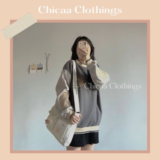 Áo sweater nỉ pha màu ulzzang - Áo nỉ dáng rộng pha màu - Ảnh by Chicaa