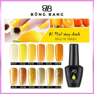 Sơn móng tay gel Sơn gel AS sơn nail dùng máy hơ gel tone vàng tươi vàng cam bí đỏ nhũ vàng BỐNG BANG mã HS 15ml
