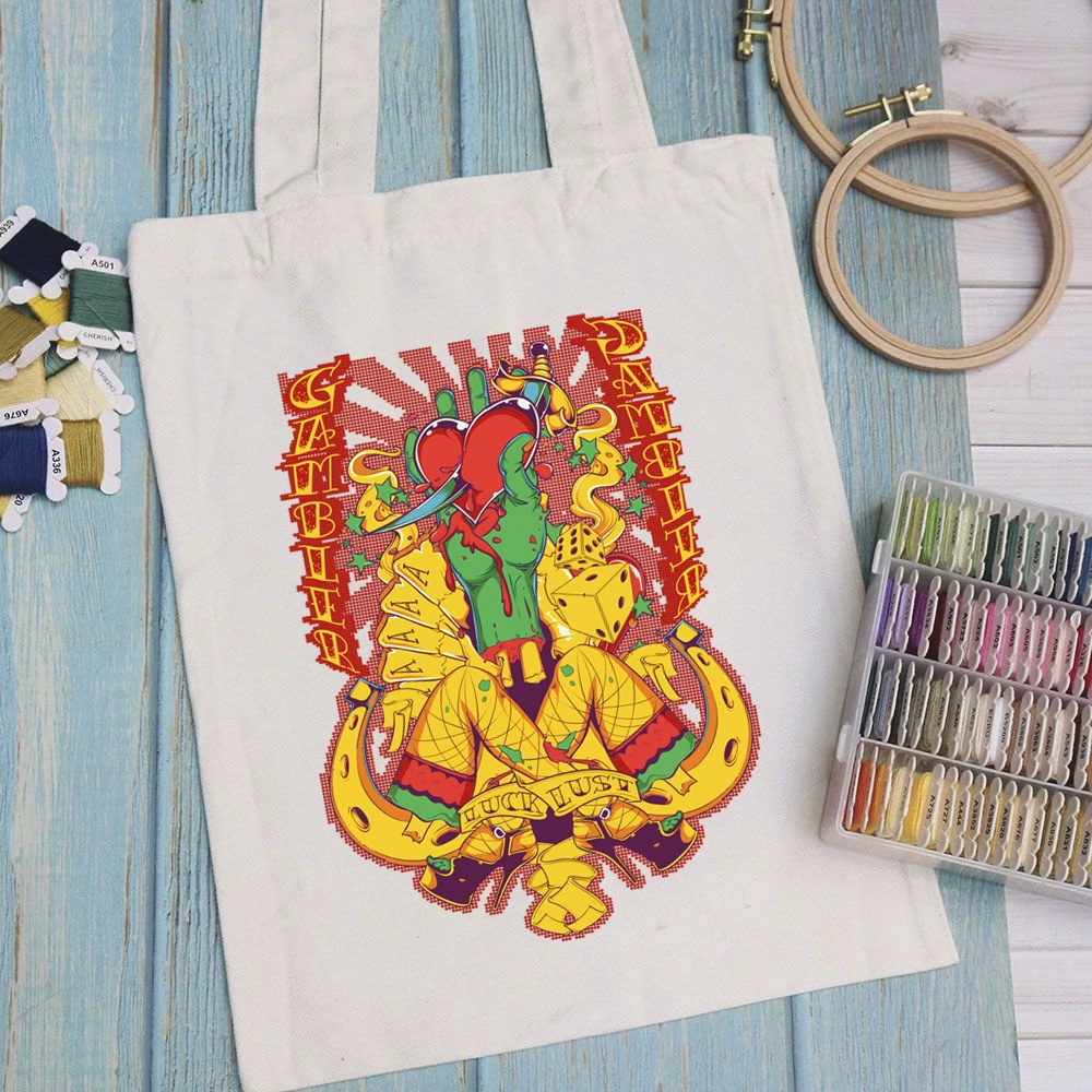Túi vải túi Tote ART WORK PRO 2 - Mẫu 7 vải canvas dày đẹp cho nữ có khóa miệng đi học đi chơi. In hình theo yêu cầu
