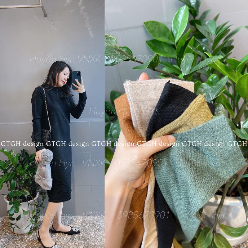 Váy len lông thỏ dài tay hàng QCL1