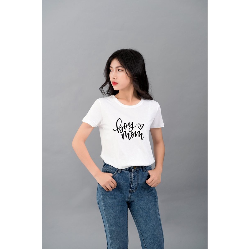 áo thun nữ đơn giản giản dị dễ thương kiểu chữ boy love mom