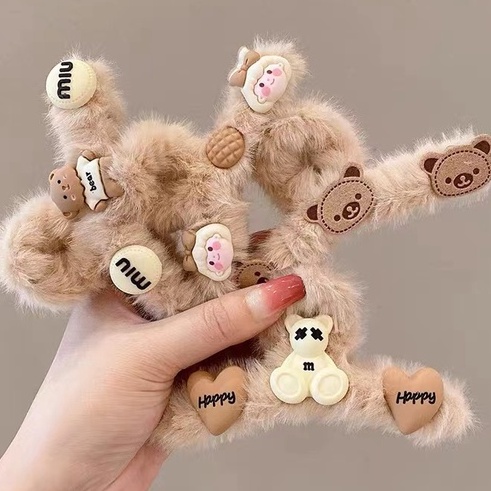 Kẹp tóc hình cá mập phủ lông dễ thương thời trang thu đông cho nữ