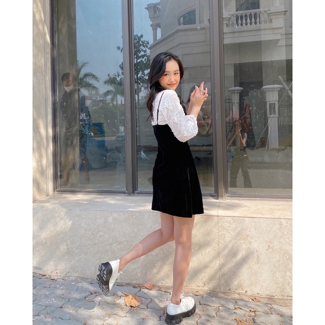 Set đầm chữ A phối áo đính hoa nổi [Tặng kèm Scrunchie](Laura Set ver.3) | BigBuy360 - bigbuy360.vn