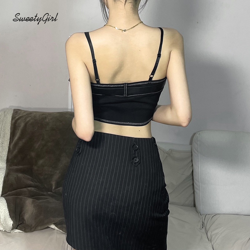 Áo Tank Top Hai Dây Màu Trơn Ôm Dáng Thời Trang Đường Phố Gợi Cảm Cho Nữ