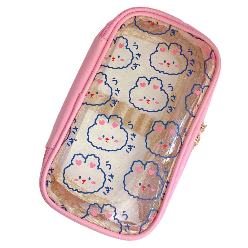 Túi Đựng Mỹ Phẩm Trong Suốt Họa Tiết Trái Tim Xinh Xắn