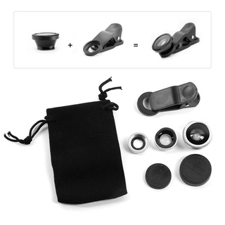Bộ ống kính dạng kẹp kiểu mắt cá góc rộng 180 độ 0.67X 3 trong 1 cho camera điện thoại