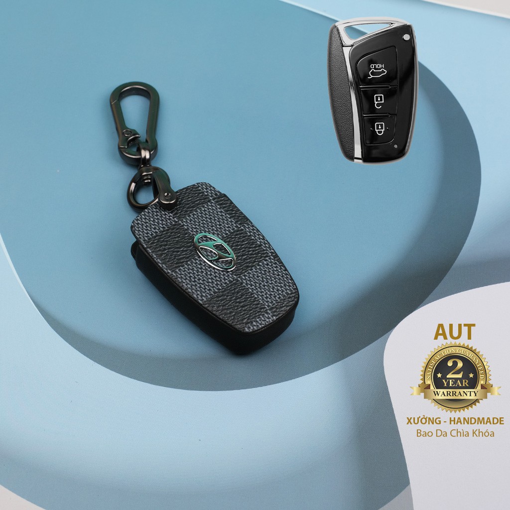 Bao da chìa khóa Canvas LV siêu đẹp cho Hyundai (SantaFe 2013 - 2018, Genesis)