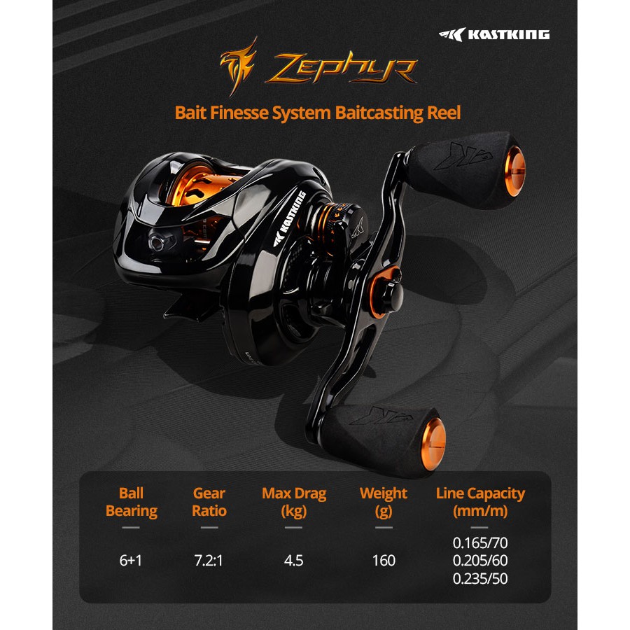 Máy câu cá 7 bi 7.2:1 KASTKING ZEPHYR chuyên dụng chất lượng cao