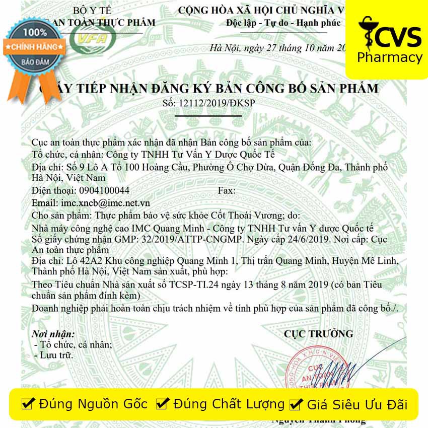 Cốt Thoái Vương , làm chậm quá trình thoái hóa xương khớp Hộp 90 Viên - cvspharmacy