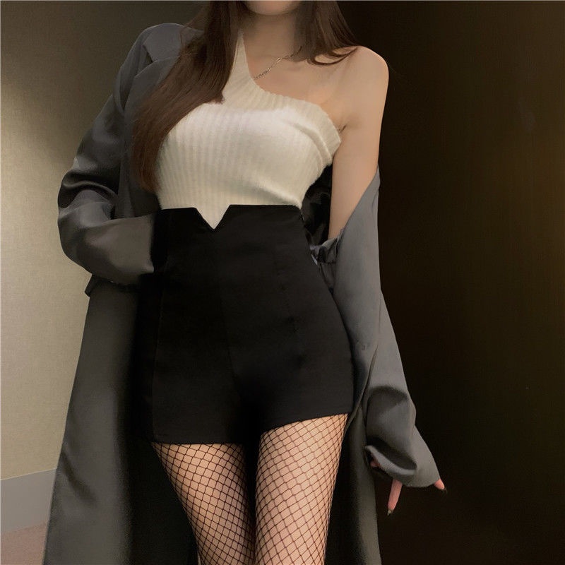 Jiashucheng Quần Short Lưng Cao Ống Rộng Màu Trắng Thời Trang Mùa Hè Hàng Mới Dành Cho Bạn Nữ