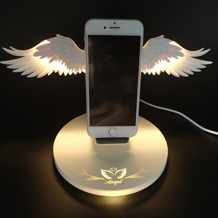 Sạc không dây 10w có đèn led hình cánh thiên thần cho điện thoại đế sạc nhanh